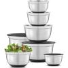 imageJoyJolt Stainless Steel Mixing Bowls with Airtight Lids 7 Piece Nesting Bowls Set for Kitchen with Measurement Marks NonSlip Bottoms Cooking Baking Prepping Storage 754315175QT Black