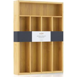 imageJoyJolt Bamboo Drawer Organizer for Kitchen Utensils Drawer Divider for Large Cutlery and Silverware Flatware Holder Tray 5Compartment Silverware Organizer Garage Kitchen ampamp Junk Drawer OrganizerBambooBamboo