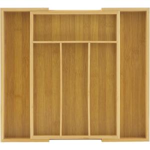 imageJoyJolt Bamboo Expandable Drawer Organizer for Kitchen Utensils Adjustable Cutlery Tray Bamboo Drawer Dividers Organizer for Silverware Flatware Knives in Kitchen Bedroom 46 SlotsBambooBamboo
