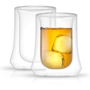 imageJoyJolt Cosmo Double Wall Whiskey Glasses  Set of 2 Double Wall Tumbler Ideal for Old Fashioned or Sweet Manhattan Cocktails Eminent Brandy Glass for Party  10 oz Scotch Whiskey Glasses