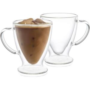 imageJoyJolt Declan Irish Double Wall Insulated Glass Coffee Cups Set of 2 10Ounces