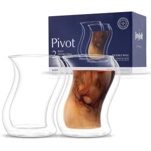imageJoyJolt Pivot Double Insulated Cocktail Glasses  Set of 2 Unique 8 oz Double Wall Tumbler  Engaging Optical Effect Double Wall Glass  Suitable for Tea Cappuccino Coffee or Iced Beverages