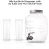 image1Gallon Drink Dispenser Glass Beverage Dispenser with Stainless steel Spigot plus Ice Cylinder and Fruit Infuser Water Dispenser Lemonade Stand Juice Container  Drink Dispensers for Parties