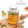 imageFluted 1Gallon Drink Dispenser Glass Beverage Dispenser with Stainless steel Spigot plus Ice Cylinder and Fruit Infuser Water Dispenser Lemonade Stand Juice Container  Dispensers for Parties