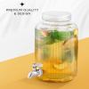 imageFluted 1Gallon Drink Dispenser Glass Beverage Dispenser with Stainless steel Spigot plus Ice Cylinder and Fruit Infuser Water Dispenser Lemonade Stand Juice Container  Dispensers for Parties