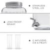 imageFluted 1Gallon Drink Dispenser Glass Beverage Dispenser with Stainless steel Spigot plus Ice Cylinder and Fruit Infuser Water Dispenser Lemonade Stand Juice Container  Dispensers for Parties