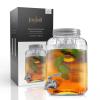 imageFluted 1Gallon Drink Dispenser Glass Beverage Dispenser with Stainless steel Spigot plus Ice Cylinder and Fruit Infuser Water Dispenser Lemonade Stand Juice Container  Dispensers for Parties