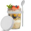 imageJoyJolt 3Pack Glass Overnight Oats Jars with Lids and Spoons Set 16 oz Mason Jars for Overnight Oats Chia Pudding Jars with Lids  BPAFree Leak Proof Small Containers with Lids for Meal PrepWhite