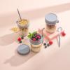 imageJoyJolt 3Pack Glass Overnight Oats Jars with Lids and Spoons Set 16 oz Mason Jars for Overnight Oats Chia Pudding Jars with Lids  BPAFree Leak Proof Small Containers with Lids for Meal PrepGrey