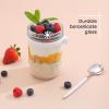 imageJoyJolt 3Pack Glass Overnight Oats Jars with Lids and Spoons Set 16 oz Mason Jars for Overnight Oats Chia Pudding Jars with Lids  BPAFree Leak Proof Small Containers with Lids for Meal PrepWhite