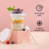 imageJoyJolt 3Pack Glass Overnight Oats Jars with Lids and Spoons Set 16 oz Mason Jars for Overnight Oats Chia Pudding Jars with Lids  BPAFree Leak Proof Small Containers with Lids for Meal PrepWhite