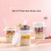 imageJoyJolt 3Pack Glass Overnight Oats Jars with Lids and Spoons Set 16 oz Mason Jars for Overnight Oats Chia Pudding Jars with Lids  BPAFree Leak Proof Small Containers with Lids for Meal PrepWhite