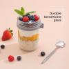 imageJoyJolt 3Pack Glass Overnight Oats Jars with Lids and Spoons Set 16 oz Mason Jars for Overnight Oats Chia Pudding Jars with Lids  BPAFree Leak Proof Small Containers with Lids for Meal PrepGrey