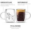 imageJoyJolt Aroma Disney Mickey and Pluto 54oz Glass Cups Set 2 Insulated Double Wall Glass Espresso Cups Insulated Coffee Cup Set Unique Coffee Mugs and Espresso Cups Disney Cups and Disney Mugs