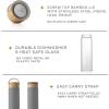imageJoyJolt Borosilicate Glass Water Bottle with Strap Silicone Sleeve and Lid Purple 20oz Water Bottles Reusable Water Bottle Juice Bottles Smoothie Bottle Dishwasher Safe Clear Glass TumblerGrey