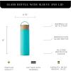 imageJoyJolt Borosilicate Glass Water Bottle with Strap Silicone Sleeve and Lid Purple 20oz Water Bottles Reusable Water Bottle Juice Bottles Smoothie Bottle Dishwasher Safe Clear Glass TumblerTurquoise