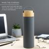imageJoyJolt Borosilicate Glass Water Bottle with Strap Silicone Sleeve and Lid Purple 20oz Water Bottles Reusable Water Bottle Juice Bottles Smoothie Bottle Dishwasher Safe Clear Glass TumblerGrey