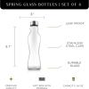 imageJoyJolt Fluted Glass Water Bottles Set of 618 oz Glass Bottles with Stainless Steel Caps  Glass Drinking Bottles with Leakproof Lids  Reusable Glass Juice Bottle  Container Bottle SetClear Glass