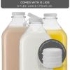 imageJoyJolt Glass Milk Bottles with Lids and Pourer  32 Oz 3 Pack Airtight Heavy Duty Reusable Glass Bottles Leakproof BPAFree Food Grade Dishwasher Safe Jug Pitcher for Milk Juice and Water64 Oz