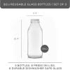 imageJoyJolt Glass Milk Bottles with Lids and Pourer  32 Oz 3 Pack Airtight Heavy Duty Reusable Glass Bottles Leakproof BPAFree Food Grade Dishwasher Safe Jug Pitcher for Milk Juice and Water32 Oz