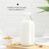 imageJoyJolt Glass Milk Bottles with Lids and Pourer  32 Oz 3 Pack Airtight Heavy Duty Reusable Glass Bottles Leakproof BPAFree Food Grade Dishwasher Safe Jug Pitcher for Milk Juice and Water32 Oz