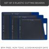 imageJoyJolt Plastic Cutting Board Set White and Black Cutting Boards for Kitchen Dishwasher Safe with Handle Non Slip Large and Small Chopping Board Set Meat Cutting Board with Juice GrooveBlueGrey
