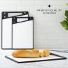 imageJoyJolt Plastic Cutting Board Set White and Black Cutting Boards for Kitchen Dishwasher Safe with Handle Non Slip Large and Small Chopping Board Set Meat Cutting Board with Juice GrooveBlackWhite