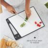 imageJoyJolt Plastic Cutting Board Set White and Black Cutting Boards for Kitchen Dishwasher Safe with Handle Non Slip Large and Small Chopping Board Set Meat Cutting Board with Juice GrooveBlackWhite
