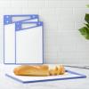 imageJoyJolt Plastic Cutting Board Set White and Black Cutting Boards for Kitchen Dishwasher Safe with Handle Non Slip Large and Small Chopping Board Set Meat Cutting Board with Juice GroovePurple White