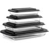imageJoyFul by JoyJolt 8pc Glass Bakeware Set 4x Baking Pan Dishes and 4x Baking Dish Lids for Kitchen Storage Deep Baking Sheet Oven Tray Rectangle Casserole Dish Lasagna Pans Cake Baking SheetsBlack