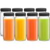 imageJoyJolt 16 oz Reusable Glass Bottles with Caps Set of 8 Juicing Bottles With Lids and Juice Jars Labels Glasses for Cold Brew Bottles SmoothieBlack Lids