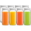 imageJoyJolt 16 oz Reusable Glass Bottles with Caps Set of 8 Juicing Bottles With Lids and Juice Jars Labels Glasses for Cold Brew Bottles SmoothieWhite Lids
