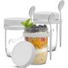 imageJoyJolt 3Pack Glass Overnight Oats Jars with Lids and Spoons Set 16 oz Mason Jars for Overnight Oats Chia Pudding Jars with Lids  BPAFree Leak Proof Small Containers with Lids for Meal PrepWhite