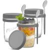 imageJoyJolt 3Pack Glass Overnight Oats Jars with Lids and Spoons Set 16 oz Mason Jars for Overnight Oats Chia Pudding Jars with Lids  BPAFree Leak Proof Small Containers with Lids for Meal PrepGrey
