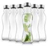 imageJoyJolt Fluted Glass Water Bottles Set of 618 oz Glass Bottles with Stainless Steel Caps  Glass Drinking Bottles with Leakproof Lids  Reusable Glass Juice Bottle  Container Bottle SetClear Glass