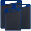 imageJoyJolt Plastic Cutting Board Set White and Black Cutting Boards for Kitchen Dishwasher Safe with Handle Non Slip Large and Small Chopping Board Set Meat Cutting Board with Juice GrooveBlueGrey