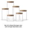 imageJoyJolt Borosilicate Glass Jars With Bamboo Lids 6 Pc Set of Air Tight Sealable Containers Food Jar Canisters with Airtight Lid for Pantry Storage and Kitchen OrganizationBamboo Covers