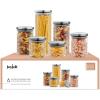 imageJoyJolt Borosilicate Glass Jars With Bamboo Lids 6 Pc Set of Air Tight Sealable Containers Food Jar Canisters with Airtight Lid for Pantry Storage and Kitchen OrganizationStainless Steel Covers