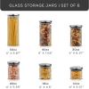 imageJoyJolt Borosilicate Glass Jars With Bamboo Lids 6 Pc Set of Air Tight Sealable Containers Food Jar Canisters with Airtight Lid for Pantry Storage and Kitchen OrganizationStainless Steel Covers