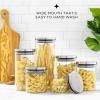imageJoyJolt Borosilicate Glass Jars With Bamboo Lids 6 Pc Set of Air Tight Sealable Containers Food Jar Canisters with Airtight Lid for Pantry Storage and Kitchen OrganizationStainless Steel Covers