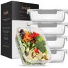 imageJoyJolt Glass Food Storage Containers with Lids 5 Pack Glass Meal Prep Containers Reusable 35oz Single Compartment Airtight Container Set Lunch Containers for Adults and Kitchen Storage ContainersGray