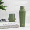 imageJoyJolt Triple Insulated CocktailProtein Shaker Bottle 20oz Shaker Cup with Alcohol Measure Lid and Jigger Cap 12hr Ice Cold Shaker Bottles for Protein Mixes Shake or Smoothie Cups Metal MixerForest Green