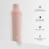 imageJoyJolt Triple Insulated CocktailProtein Shaker Bottle 20oz Shaker Cup with Alcohol Measure Lid and Jigger Cap 12hr Ice Cold Shaker Bottles for Protein Mixes Shake or Smoothie Cups Metal MixerBlush Pink