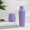 imageJoyJolt Triple Insulated CocktailProtein Shaker Bottle 20oz Shaker Cup with Alcohol Measure Lid and Jigger Cap 12hr Ice Cold Shaker Bottles for Protein Mixes Shake or Smoothie Cups Metal MixerLilac Purple