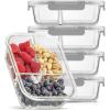 imageJoyJolt Divided Food Storage Containers with Lids Airtight 5 Pack Glass Meal Prep Containers 3 Compartment Set Glass Bento Box Reusable Food Containers Portion Control Containers for Weight LossGray