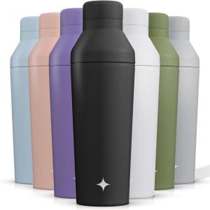 imageJoyJolt Triple Insulated CocktailProtein Shaker Bottle 20oz Shaker Cup with Alcohol Measure Lid and Jigger Cap 12hr Ice Cold Shaker Bottles for Protein Mixes Shake or Smoothie Cups Metal MixerMatte Black