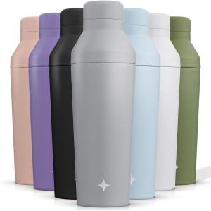 imageJoyJolt Triple Insulated CocktailProtein Shaker Bottle 20oz Shaker Cup with Alcohol Measure Lid and Jigger Cap 12hr Ice Cold Shaker Bottles for Protein Mixes Shake or Smoothie Cups Metal MixerDove Grey