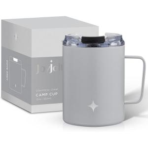 imageJoyJolt Triple Insulated Tumbler with Handle 12 oz Tumbler Cup with Lid Vacuum Sealed Copper Lined Double Wall Stainless Steel Tumblers Travel Mug with Lid Coffee Tumbler Smoothie Cup Tea MugDove Grey