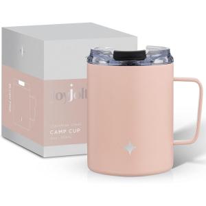 imageJoyJolt Triple Insulated Tumbler with Handle 12 oz Tumbler Cup with Lid Vacuum Sealed Copper Lined Double Wall Stainless Steel Tumblers Travel Mug with Lid Coffee Tumbler Smoothie Cup Tea MugBlush Pink