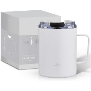 imageJoyJolt Triple Insulated Tumbler with Handle 12 oz Tumbler Cup with Lid Vacuum Sealed Copper Lined Double Wall Stainless Steel Tumblers Travel Mug with Lid Coffee Tumbler Smoothie Cup Tea MugMatte White